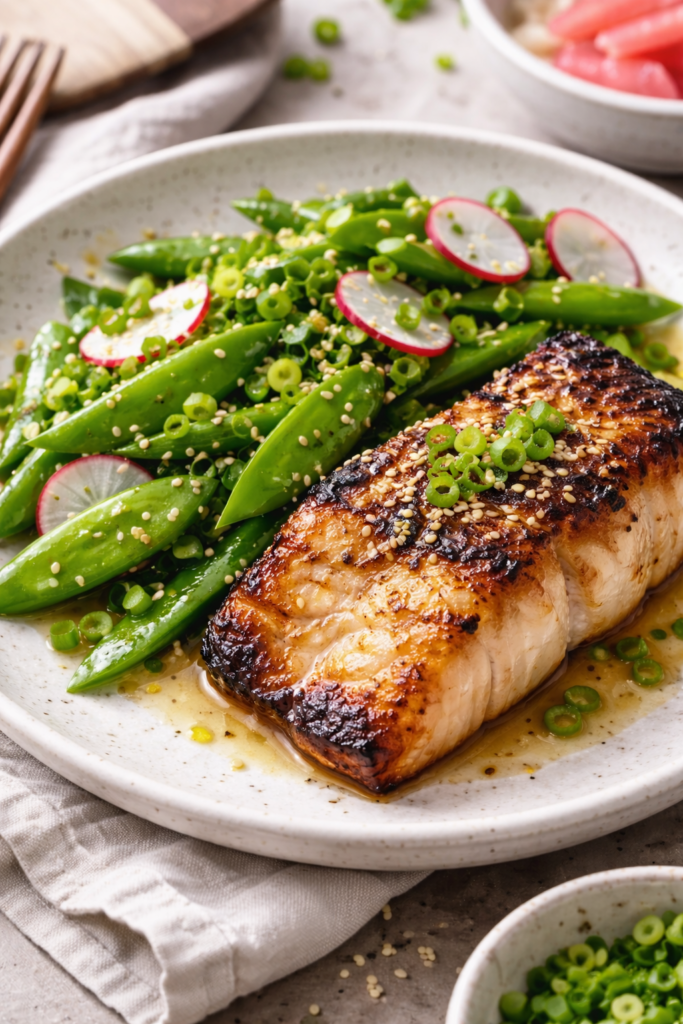 Grillowana ryba miso z sałatką